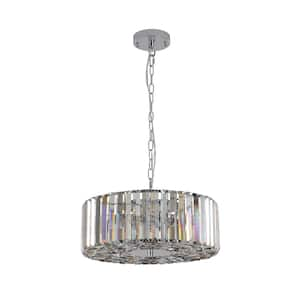 4-Light Modern Round Crystal Chandelier for Living Room with No Bulbs Included