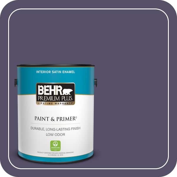 BEHR PREMIUM PLUS 1 gal. #650F-7 Violet Eclipse Satin Enamel Low Odor Interior Paint & Primer