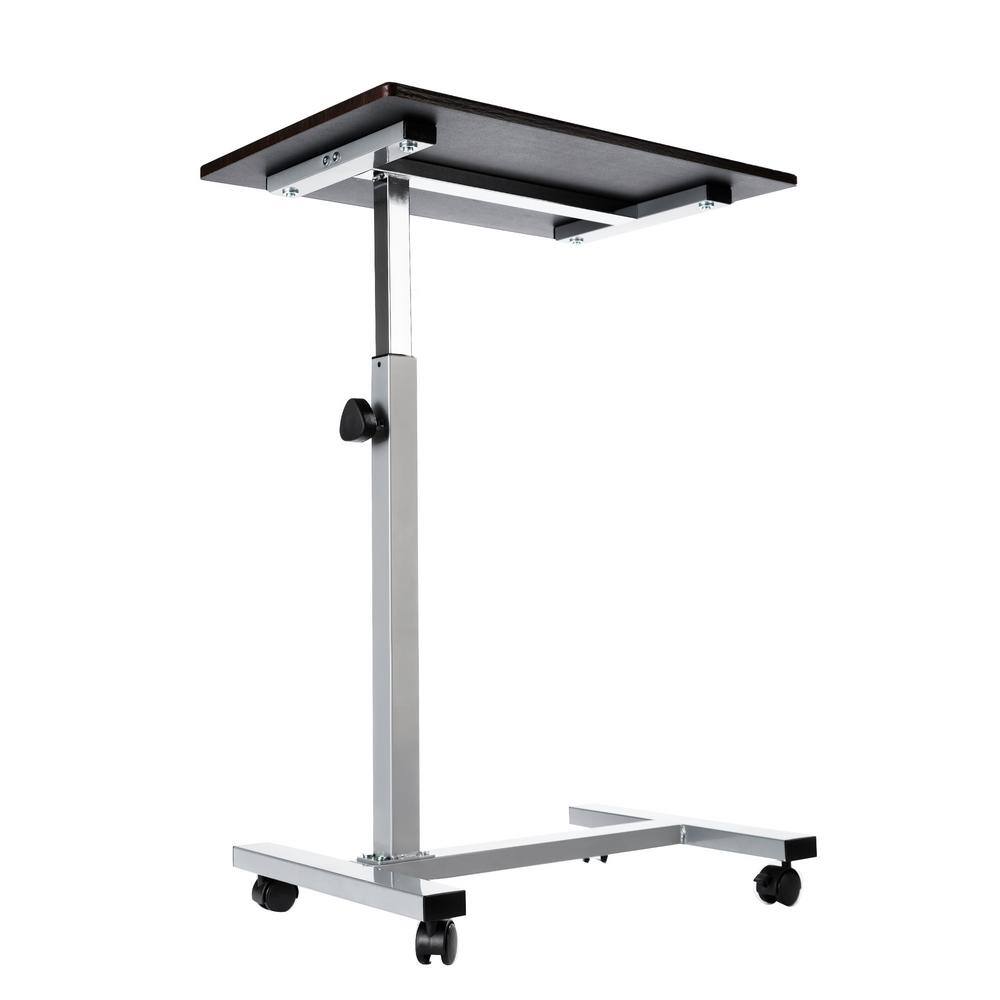 Silver Adjustable Height Rolling Laptop Desk with Wheels