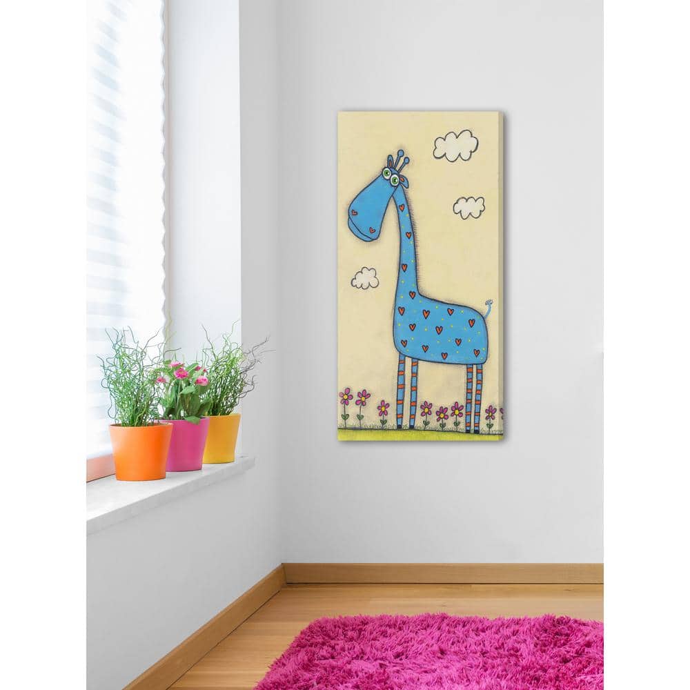 24 in. H x 12 in. W ""Blue Giraffe"" by Tatijana Lawrence Printed Canvas Wall Art, Multi-Colored -  Marmont Hill, MH-LAW-02-C-24