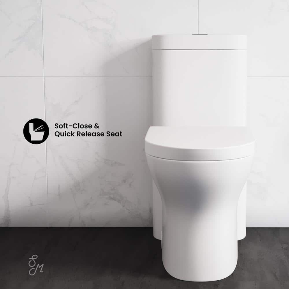 White Ceramic Elongated Dual Flush One-Piece Toilet