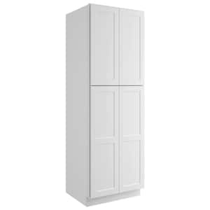 30 in. W x 24 in. D x 90 in. H in Shaker White Plywood Ready to Assemble Floor Wall Pantry Kitchen Cabinet