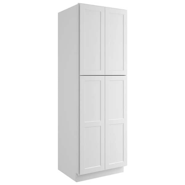 HOMEIBRO 30 in. W x 24 in. D x 90 in. H in Shaker White Plywood Ready to Assemble Floor Wall Pantry Kitchen Cabinet