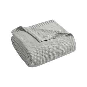 Bree Knit Grey Acrylic Twin Blanket