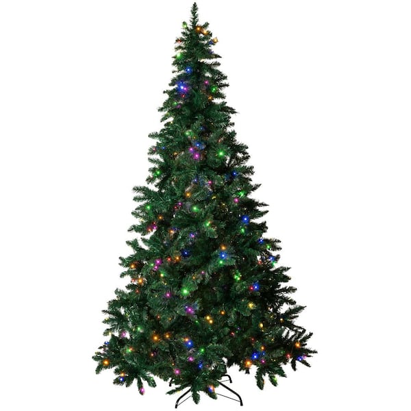 Photo 1 of 7.5 ft. Pre-Lit LED Spruce Artificial Christmas Tree with 480 Multi-Color and Warm White Lights, 6 Functions 