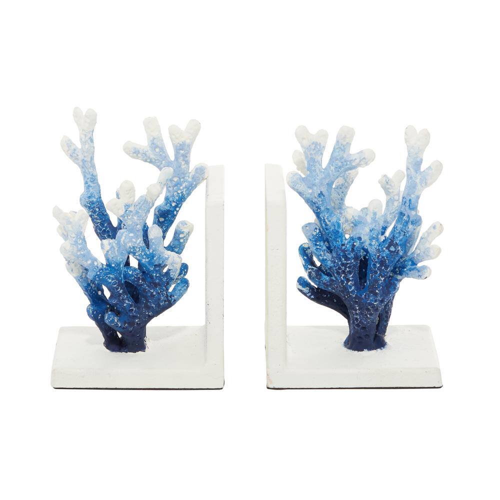 Blue and White Iron Coral Novelty Bookends, Set of 2