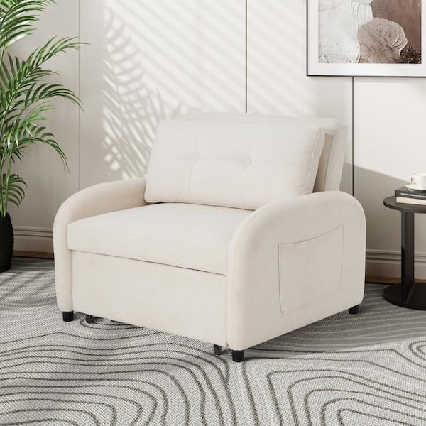 CHRISTOPHER KNIGHT HOME Verona 3 in 1 Modern 70.47 in. Polyester Upholstered Twin Sleeper Sofa Chair with Pillow, Pocket, Beige