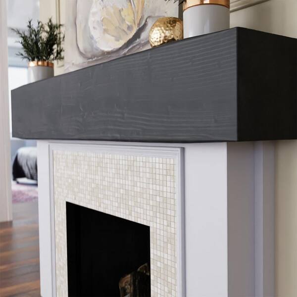 Ekena Millwork 8 In X 6 Ft, Black Wood Fireplace Mantels