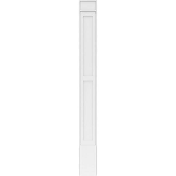 Ekena Millwork 2 in. x 9 in. x 90 in. 2-Equal Flat Panel PVC Pilaster Moulding with Decorative Capital and Base (Pair)