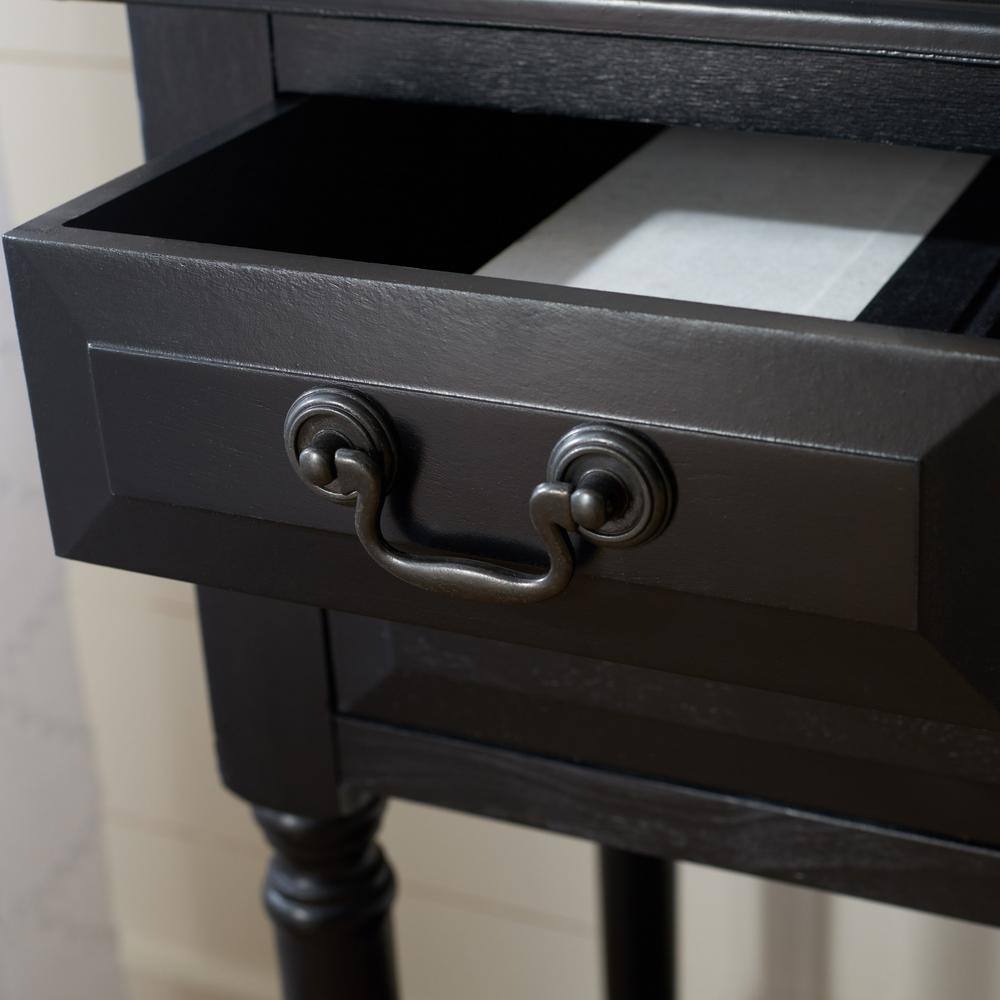 Primrose Black Wood and Metal 3-Drawer Console Table