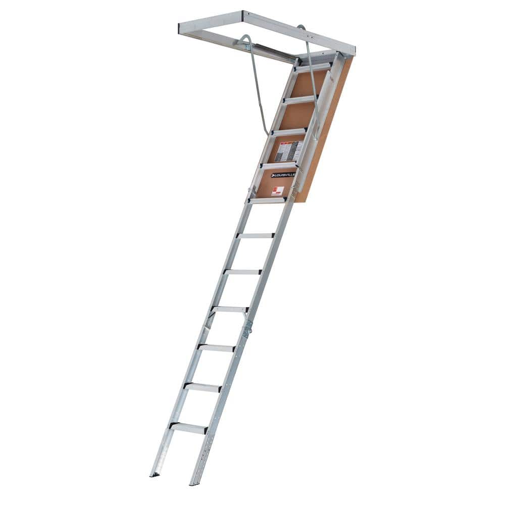 Louisville Ladder Aluminum 7 ft. 8 in. to 10 ft. 3 in. (Rough Opening: 22.5 in. x 54 in.) 375 lbs. Capacity Attic Ladder -  AH2240MS