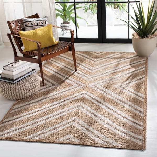 Natural Fiber Beige/Ivory 6 ft. x 9 ft. Woven Chevron Area Rug