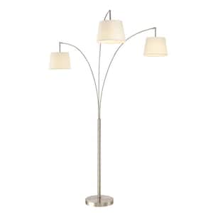 Luce 84 in. Modern LED 3-Arch Brushed Steel Floor Lamp with Dimmer