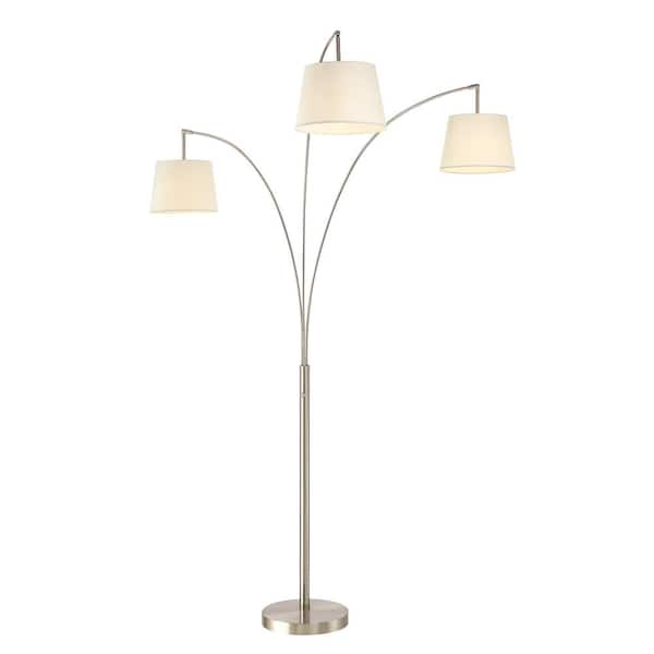 3 Arch Brushed Steel Floor Lamp, Modern Led Arc Floor Lamp