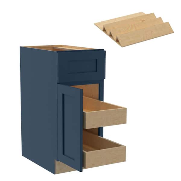 Home Decorators Collection Newport 15 in. W x 24 in. D x 34.5 in. H Assembled Plywood Base Kitchen Cabinet in Mythic Blue with 2ROT Spice LH