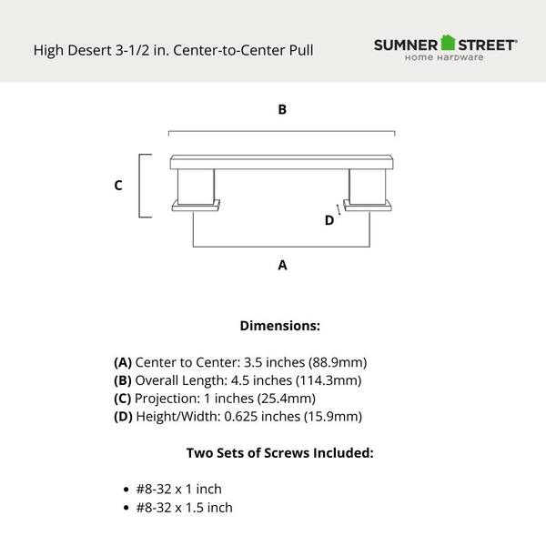 Sumner Street Home Hardware High Desert 3-1/2-in (89mm) Center to Center Oil-Rubbed Bronze Rectangular Bar Drawer Pull