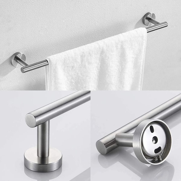 3-Piece Bathroom Hardware Set with Toilet Paper Holder, Towel Ring, Adjustable Towel Bar, Wall Mount Bath Accessory Set