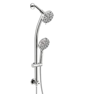 8-Spray Patterns with 1.8 GPM 5 in. Wall Mount Dual Shower Heads with Hose and Shower Arm in Chrome