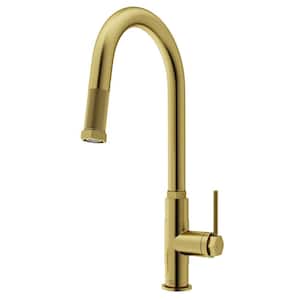 Hart Arched Single Handle Pull-Down Spout Kitchen Faucet Matte Brushed Gold