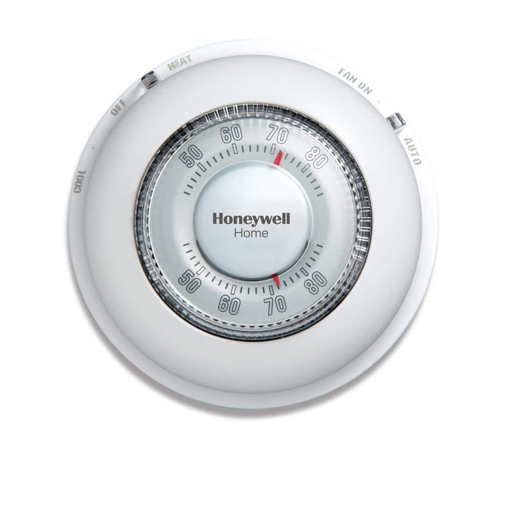 Honeywell White Round Mechanical Heating and Cooling Thermostat