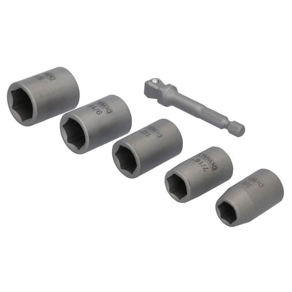 DEWALT MAXFIT ULTRA 3/8 in. Carbon Steel Drive Socket Set (6-Piece) with 1/4 in. Adapter