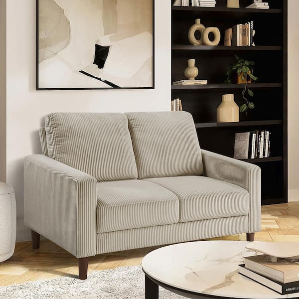 Mackay 54.5 in. W Taupe Color Corduroy Fabric Upholstery 2-Seater Loveseat