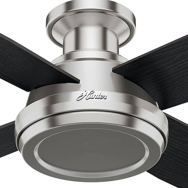 Hunter Dempsey 52 In Low Profile No Light Indoor Brushed Nickel Ceiling Fan With Remote Control 59247 The Home Depot - Low Profile Ceiling Fan No Light Home Depot