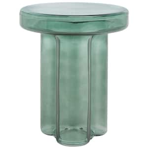 Patterson 15 in. Green Round Glass End Table