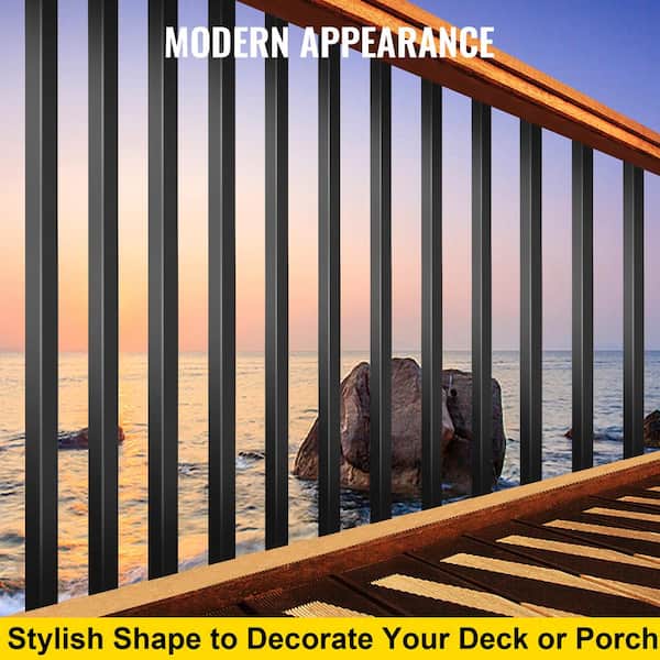 SKYSHALO Deck Balusters, 101 Pack Metal Deck Spindles, 26 in. x 0.75 in. Staircase Baluster with Screws, Aluminum Alloy Deck