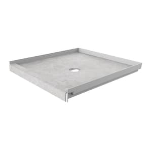 36 in. L x 36 in. W Single Threshold Alcove Shower Pan Base with Center Drain in Tundra