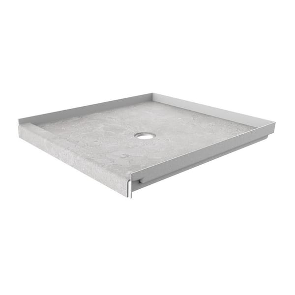 FlexStone 36 in. L x 36 in. W Single Threshold Alcove Shower Pan Base with Center Drain in Tundra