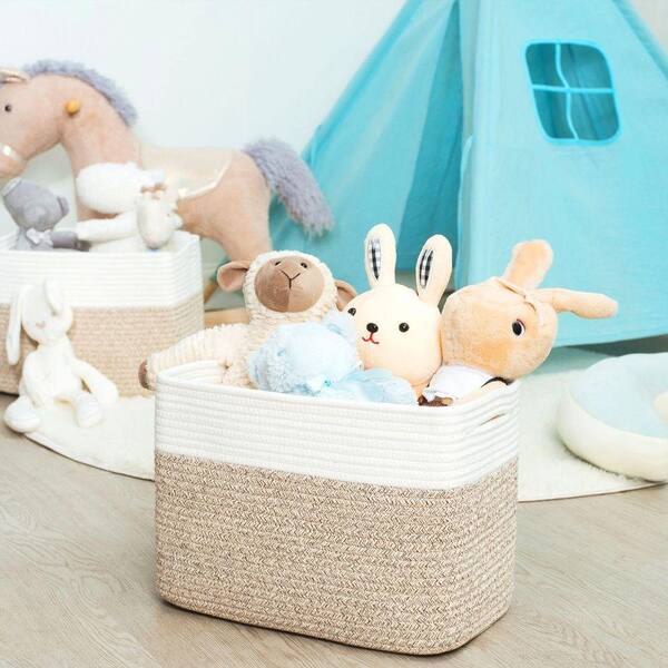 Brown 15 in. x 10 in. Cotton Decorative Basket Set of 3 Z0BG3SWY73