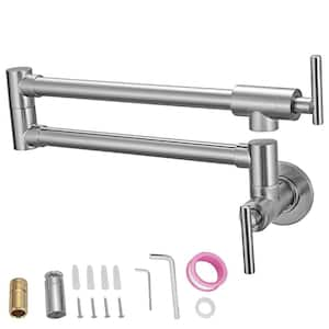 Pot Filler Faucet 26.4 in. Wall Mount Pot Filler in Stainless steel Folding Restaurant Sink Faucet, Silver