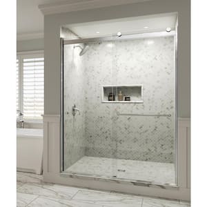 Rotolo 52 in. x 70 in. Semi-Frameless Sliding Shower Door in Chrome with Handle