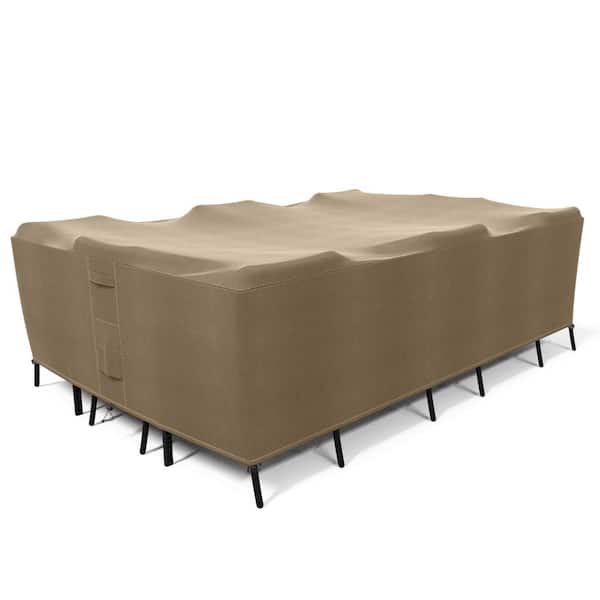 Patio Table and Chair Set Cover-Durable and Water Resistant Outdoor Furniture Cover-108 in. Brown