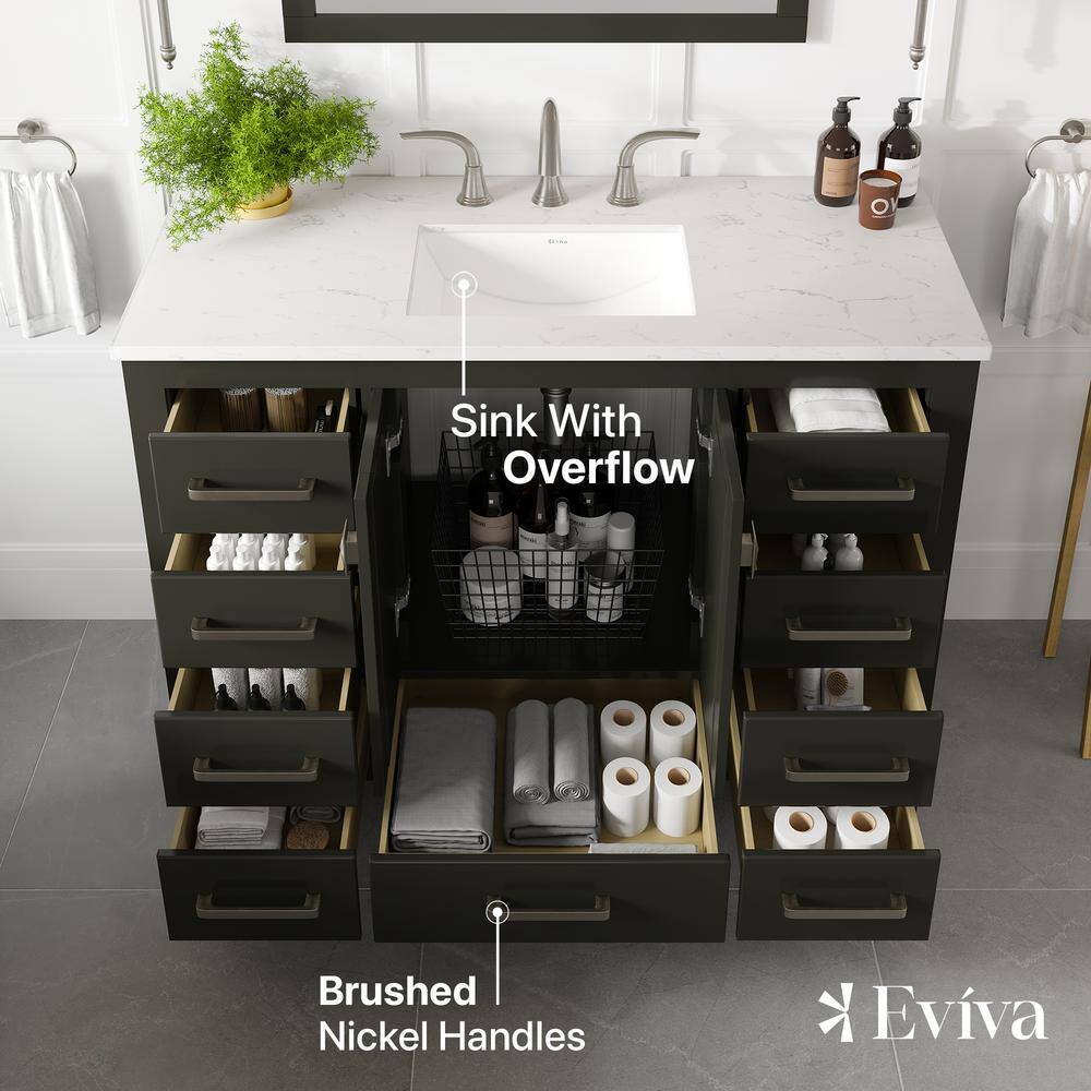 Espresso 42'' Transitional Single Vanity with Carrara Marble Top