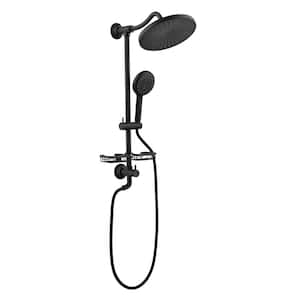 1-Spray 10 in. Wall Mount 2.5 GPM Dual Shower Head and Handheld Shower Head in Matte Black