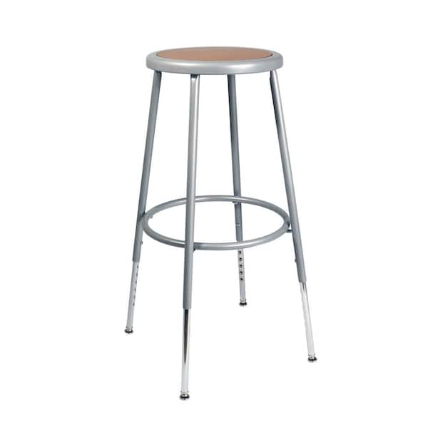 HAMPDEN FURNISHINGS Felix Collection Height Adjustable 25 in. to 33 in. Stool, Grey Metal Frame, Masonite Seat Pan, Assembly Ready