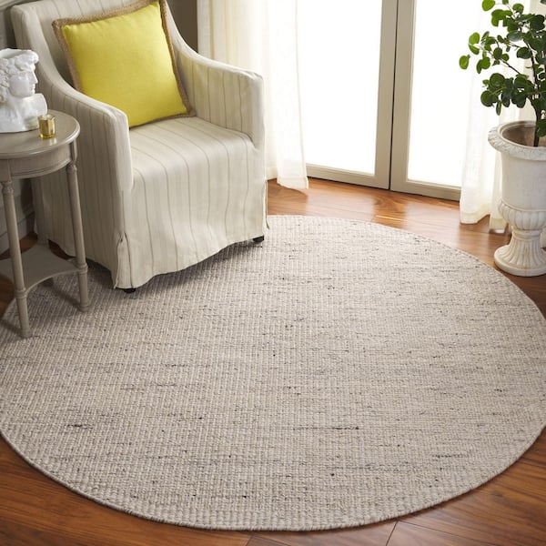 Mirage 6 ft. x 6 ft. Beige/Black Speckled Solid Round Area Rug