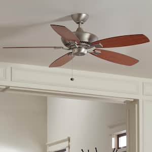 Canfield 52 in. Indoor Brushed Nickel Downrod Mount Ceiling Fan with Pull Chain for Bedrooms or Living Rooms