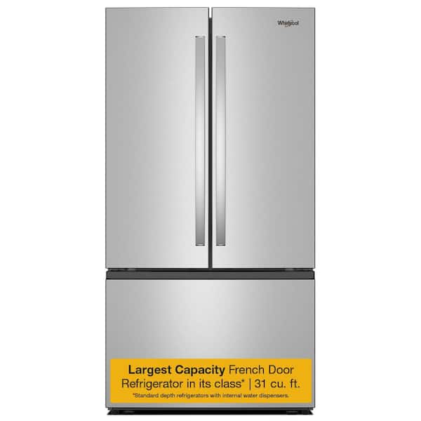 Whirlpool 36 in. 31 cu ft. Freestanding French Door Refrigerator in Fingerprint Resistant Stainless Finish with Ice Maker