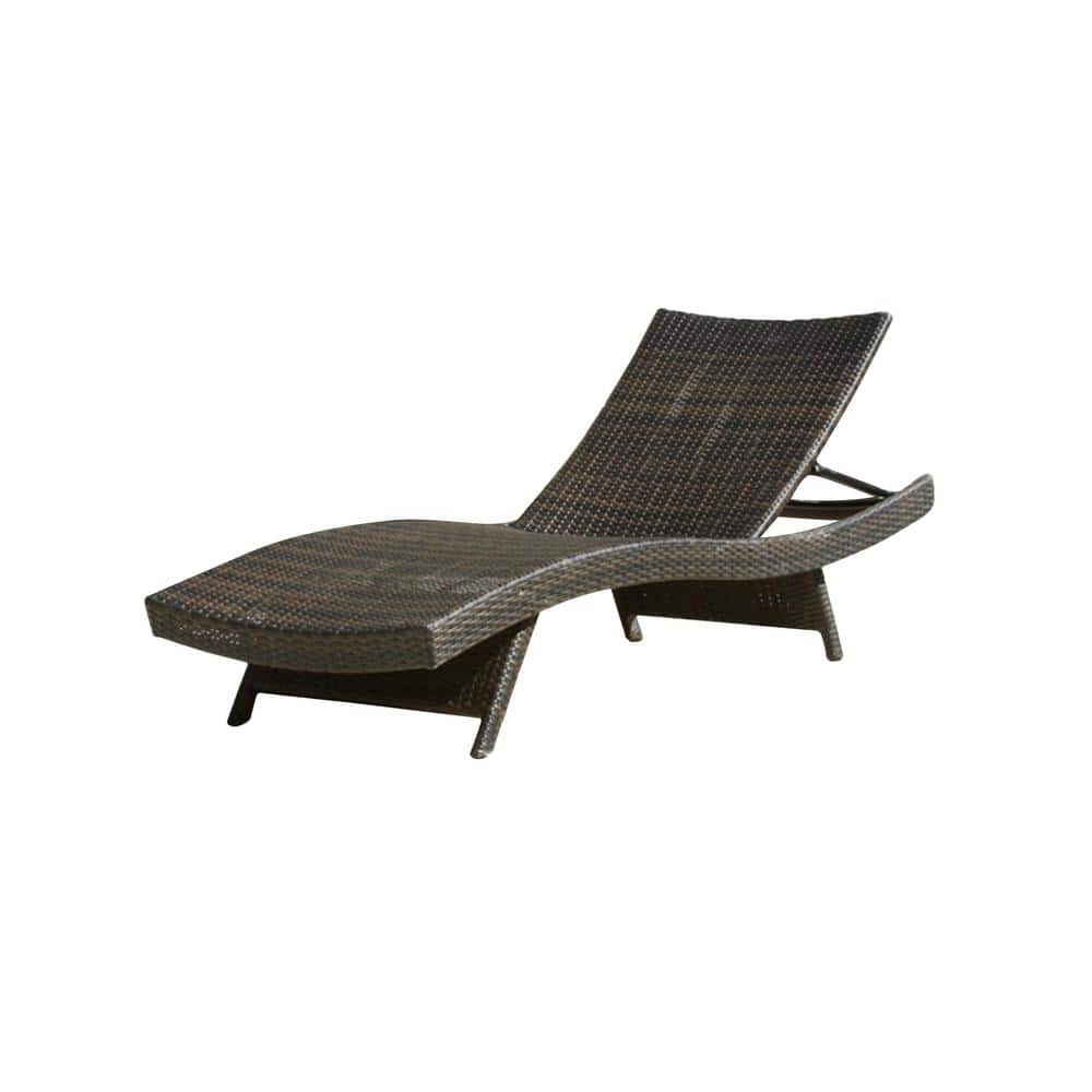 Noble House Salem MultiBrown 1Piece Wicker Outdoor Chaise Lounge 427