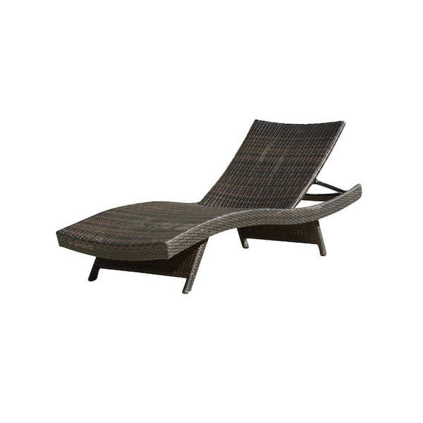 Noble House Salem Multi-Brown 1-Piece Wicker Outdoor Chaise Lounge