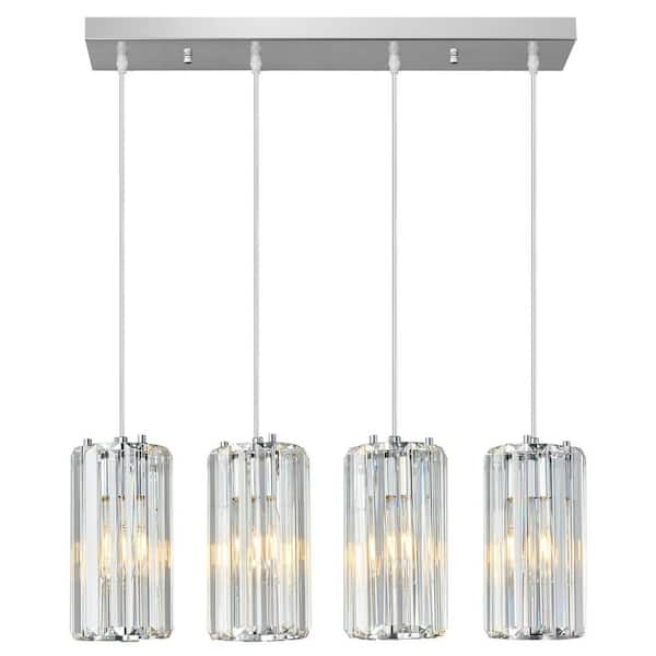Home Lighting 4-Light Chrome Pendant Lighting Modern Pendant Light, Mini Crystal Chandeliers