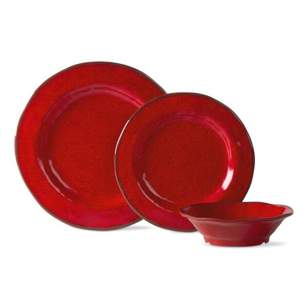 Tag Lanai Melamine Red Dinnerware Set (12-Pack)