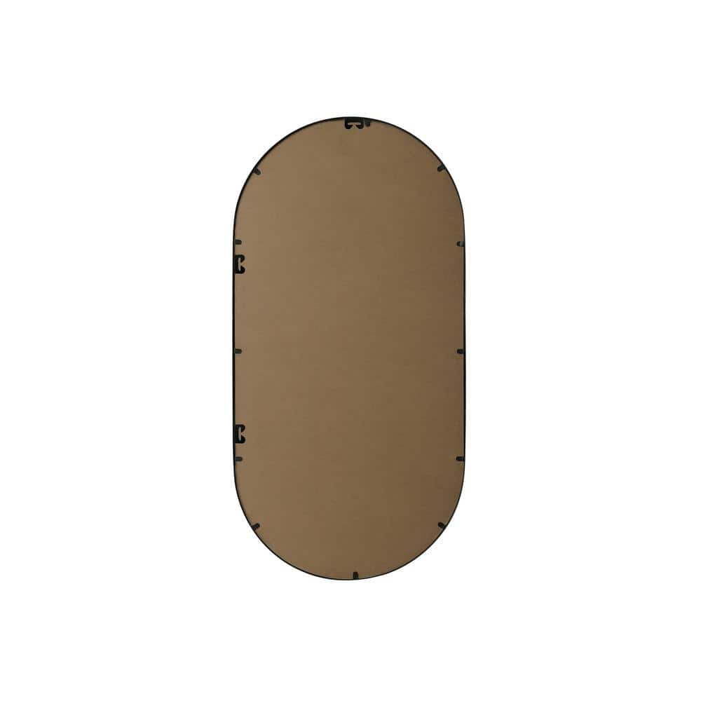 Black Metal Framed Oval Full Length Vanity Mirror