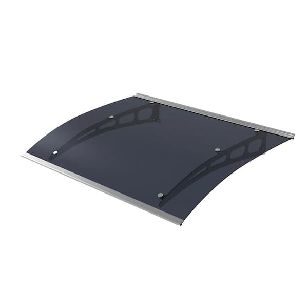 4.9 ft. PA Series Solid Polycarbonate Door and Window Awning (59 in. H x 35 in. D) in Gray Tint with Aluminum Brackets