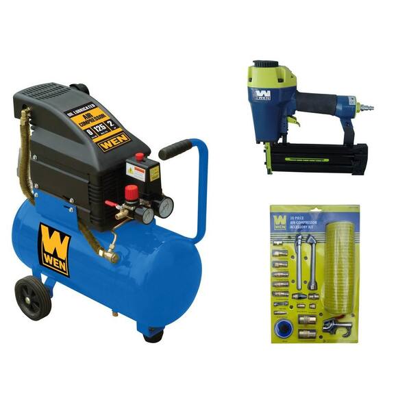 WEN 6 gal. Compressor with Finish Nailer and Air Accessory Combo Kit