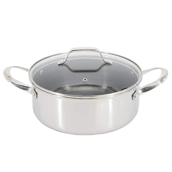 Oster Modessa 4.5 qt. Nonstick Triply Stainless-Steel Dutch Oven with Honeycomb Design in Silver