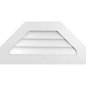 32 in. x 16 in. Octagonal Top Surface Mount PVC Gable Vent: Decorative with Standard Frame